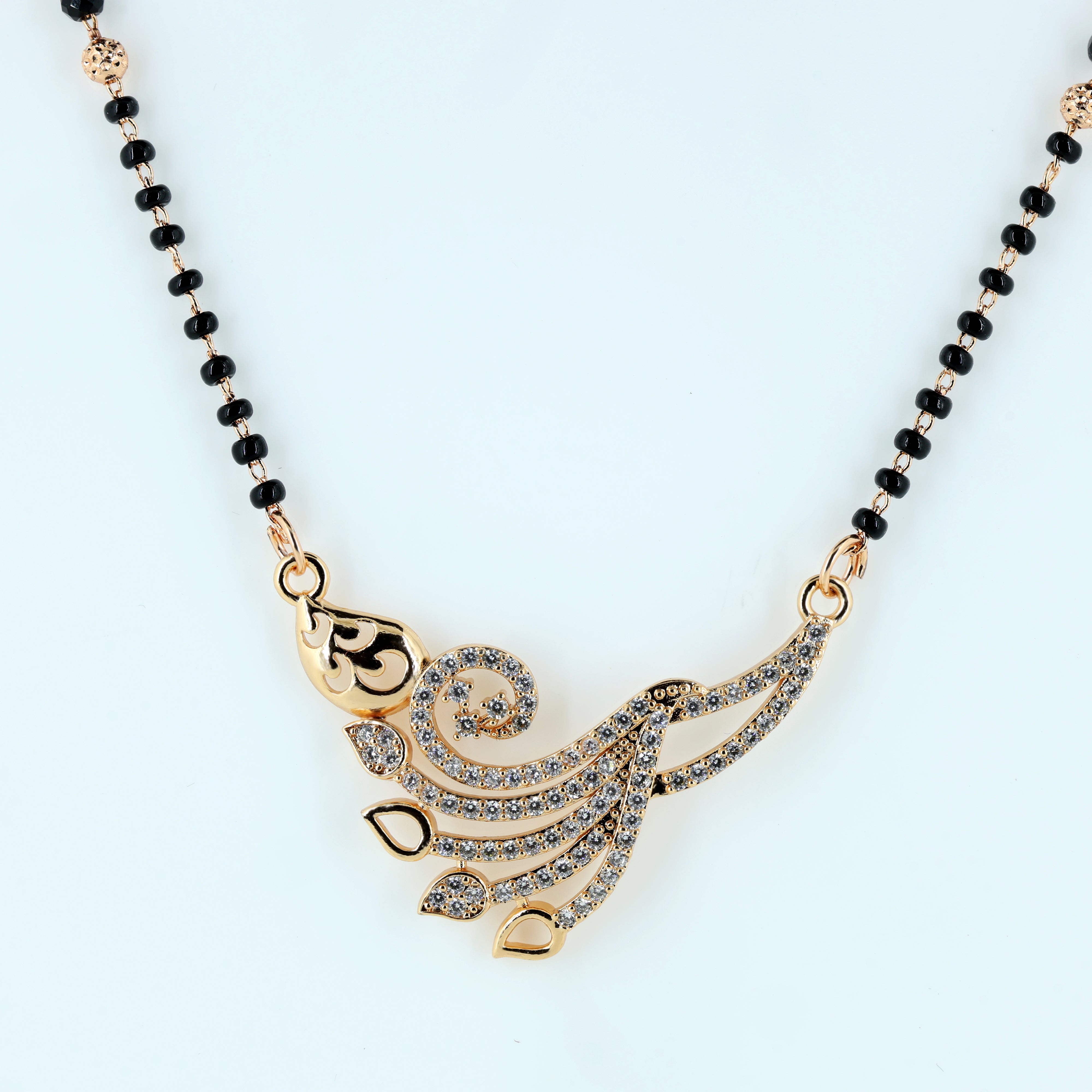Elegant Peacock Design Crystal Mangalsutra