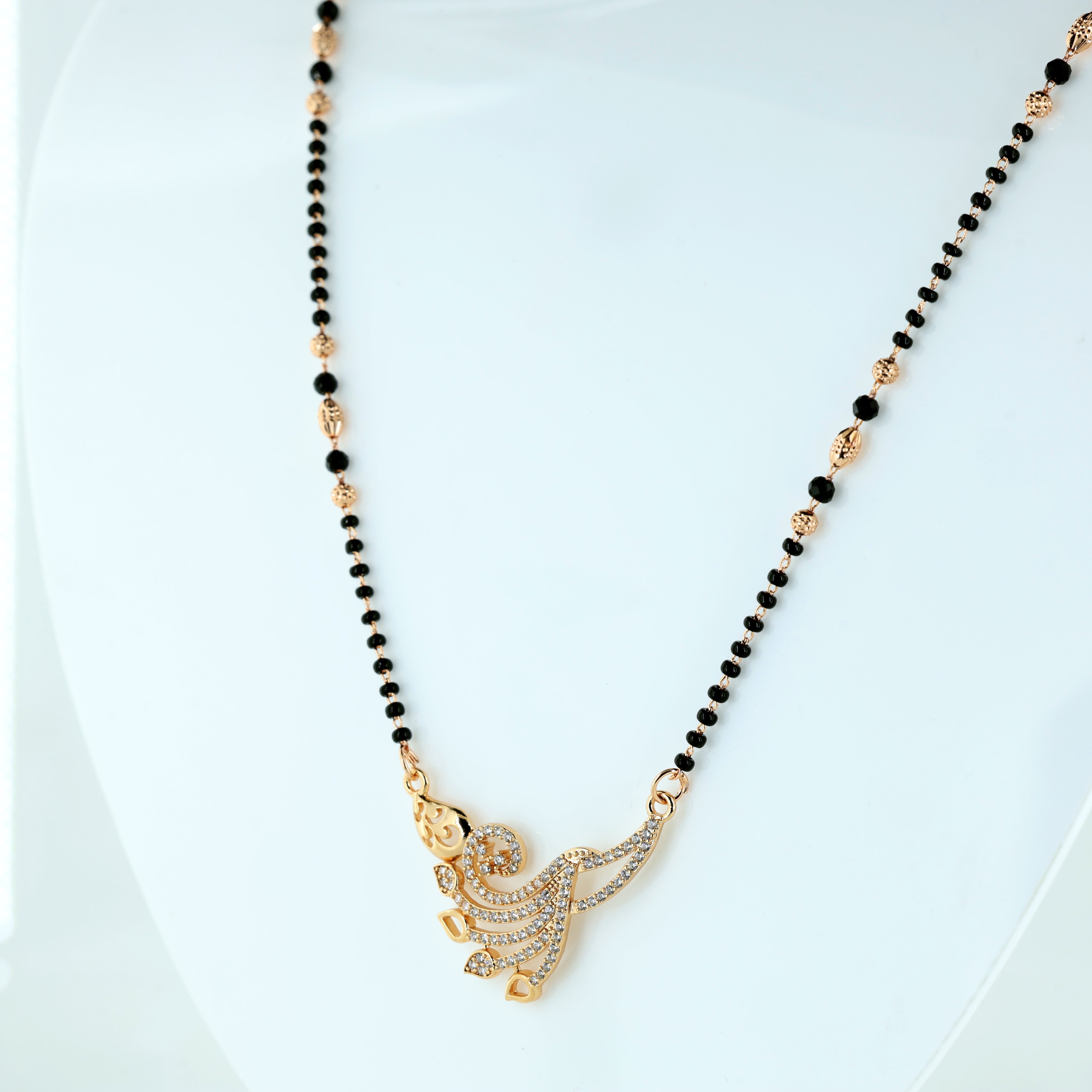 Elegant Peacock Design Crystal Mangalsutra