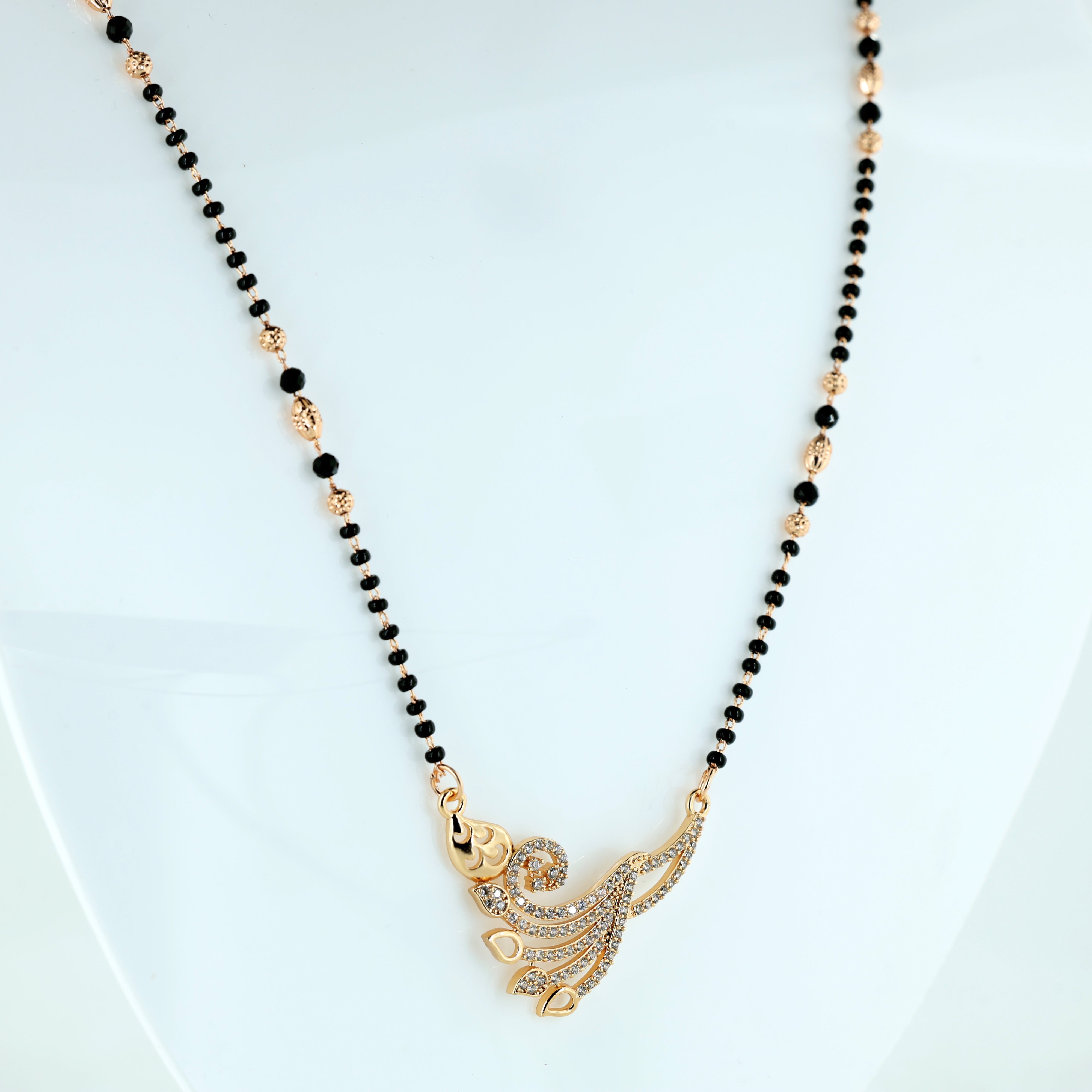 Elegant Peacock Design Crystal Mangalsutra