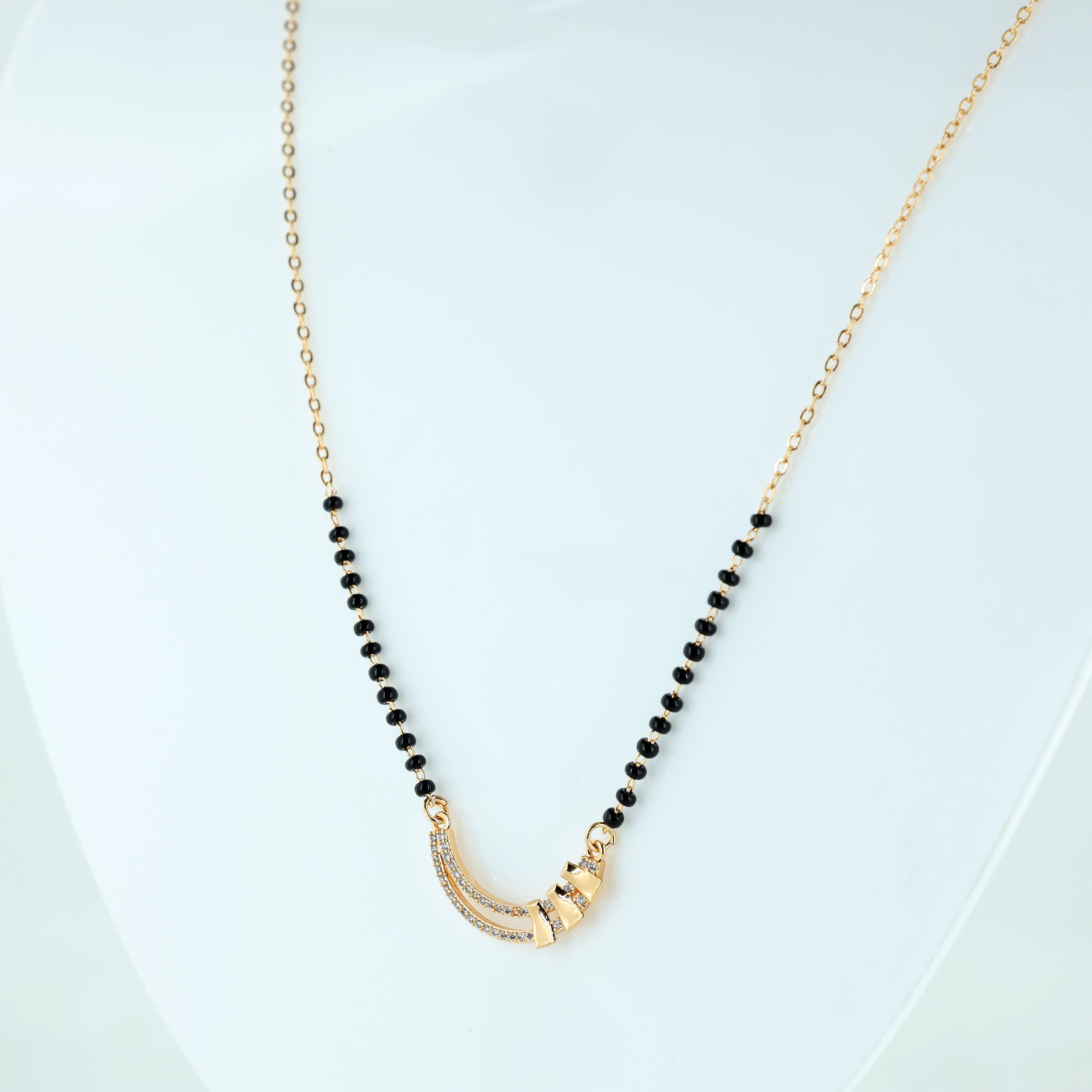 Elegant Curved Diamond-Style Mangalsutra