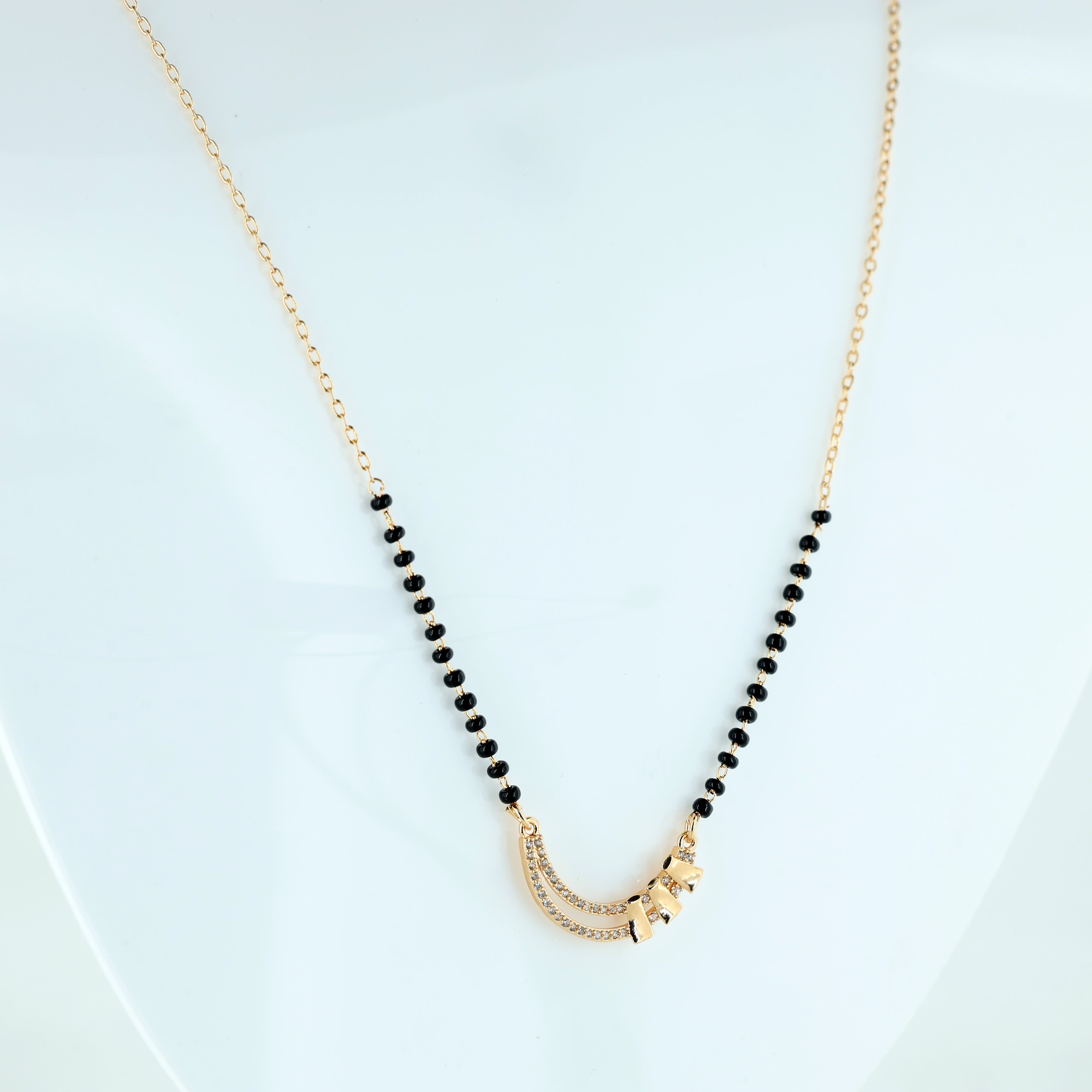 Elegant Curved Diamond-Style Mangalsutra