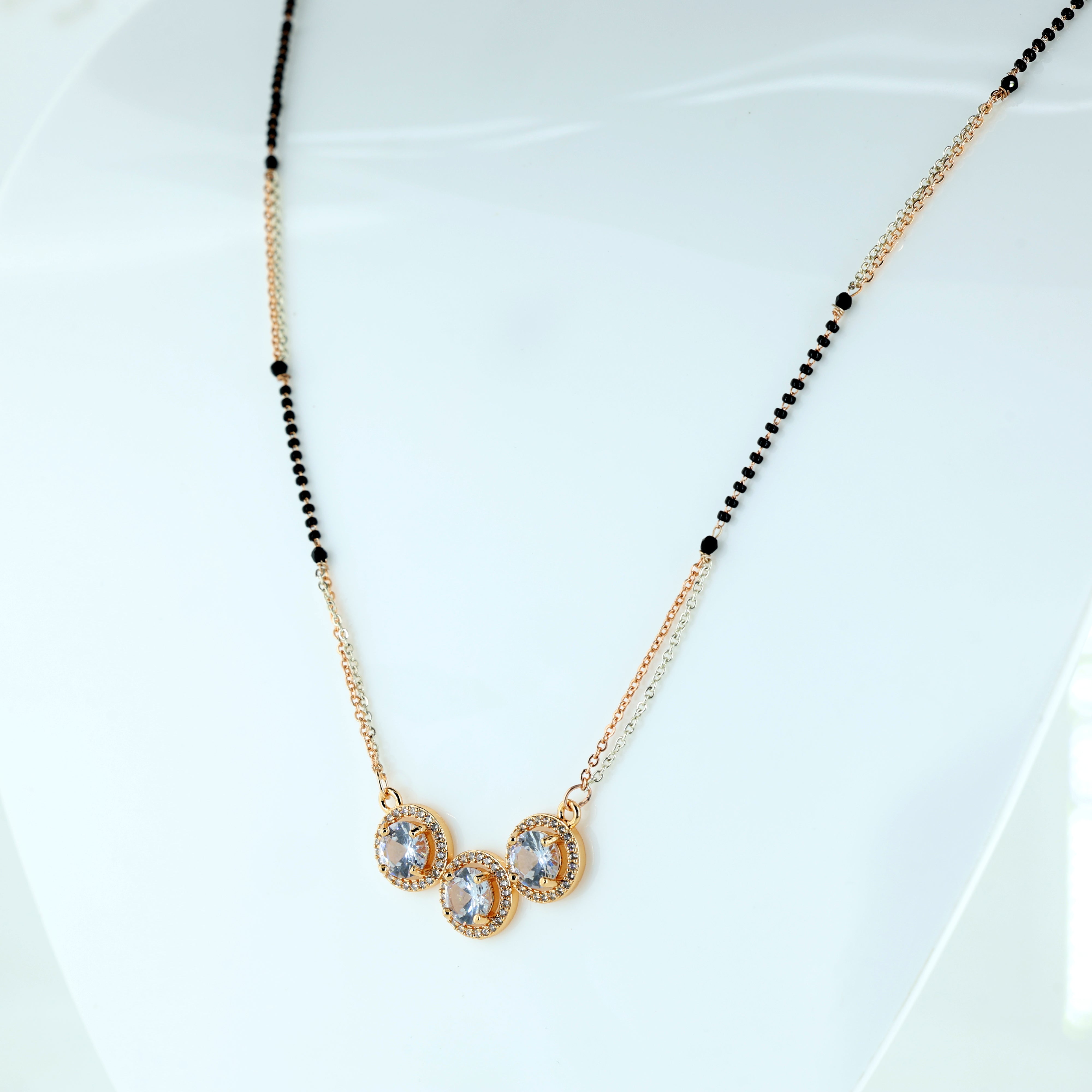 Triple Solitaire Halo Mangalsutra