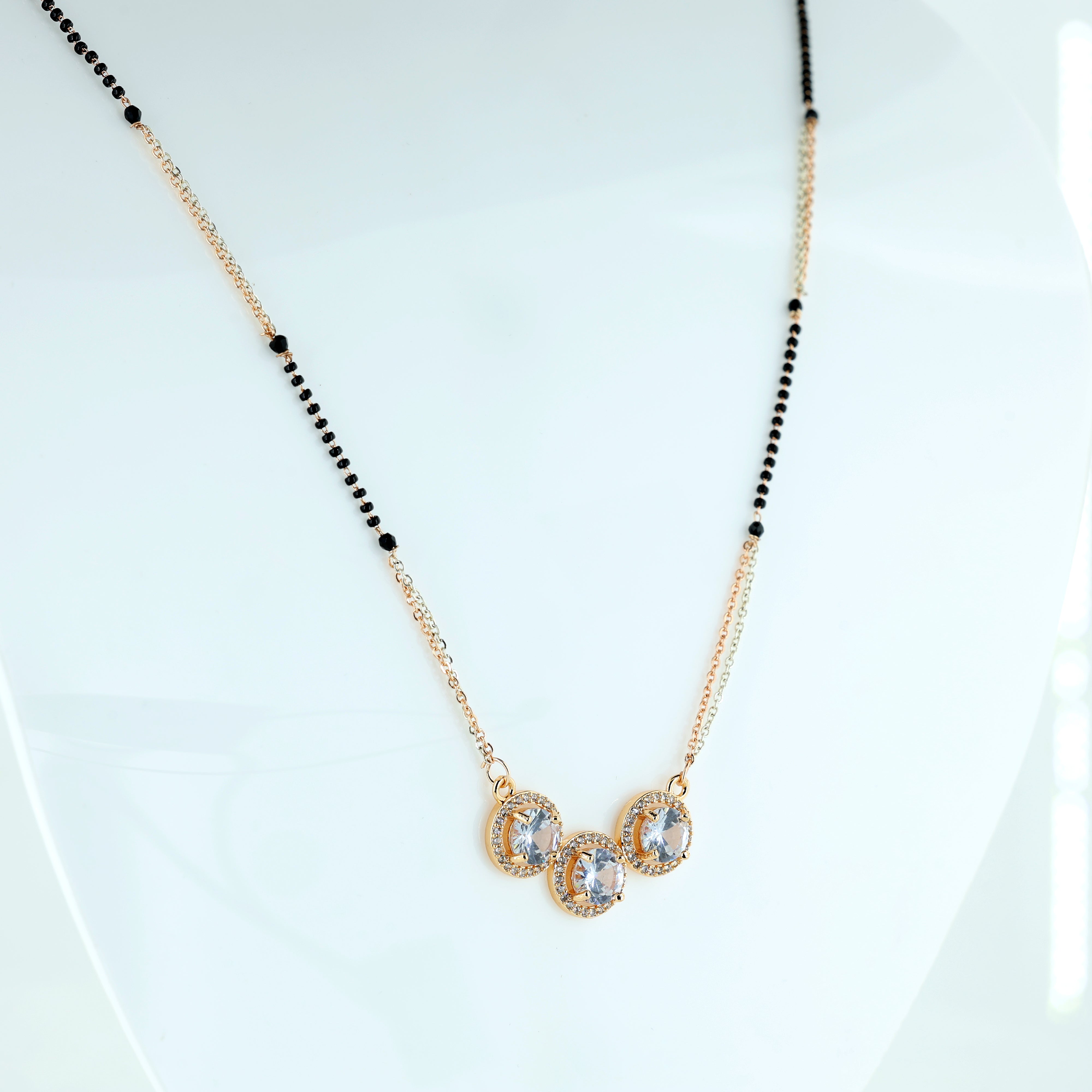 Triple Solitaire Halo Mangalsutra