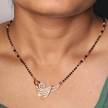 Elegant Peacock Design Crystal Mangalsutra
