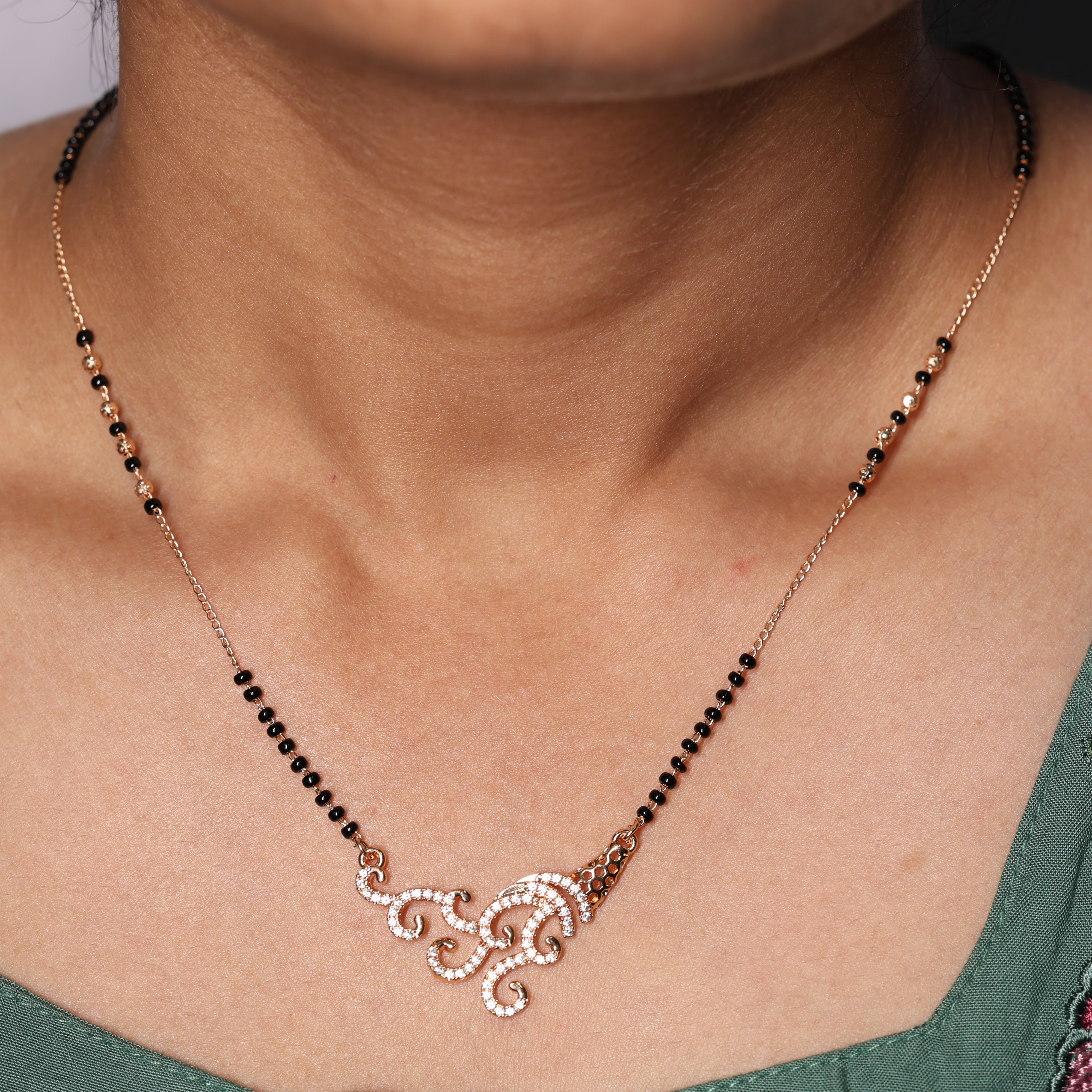 Royal Swirl Crystal Mangalsutra