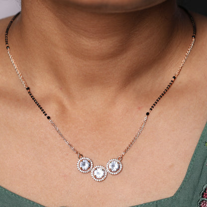 Triple Solitaire Halo Mangalsutra