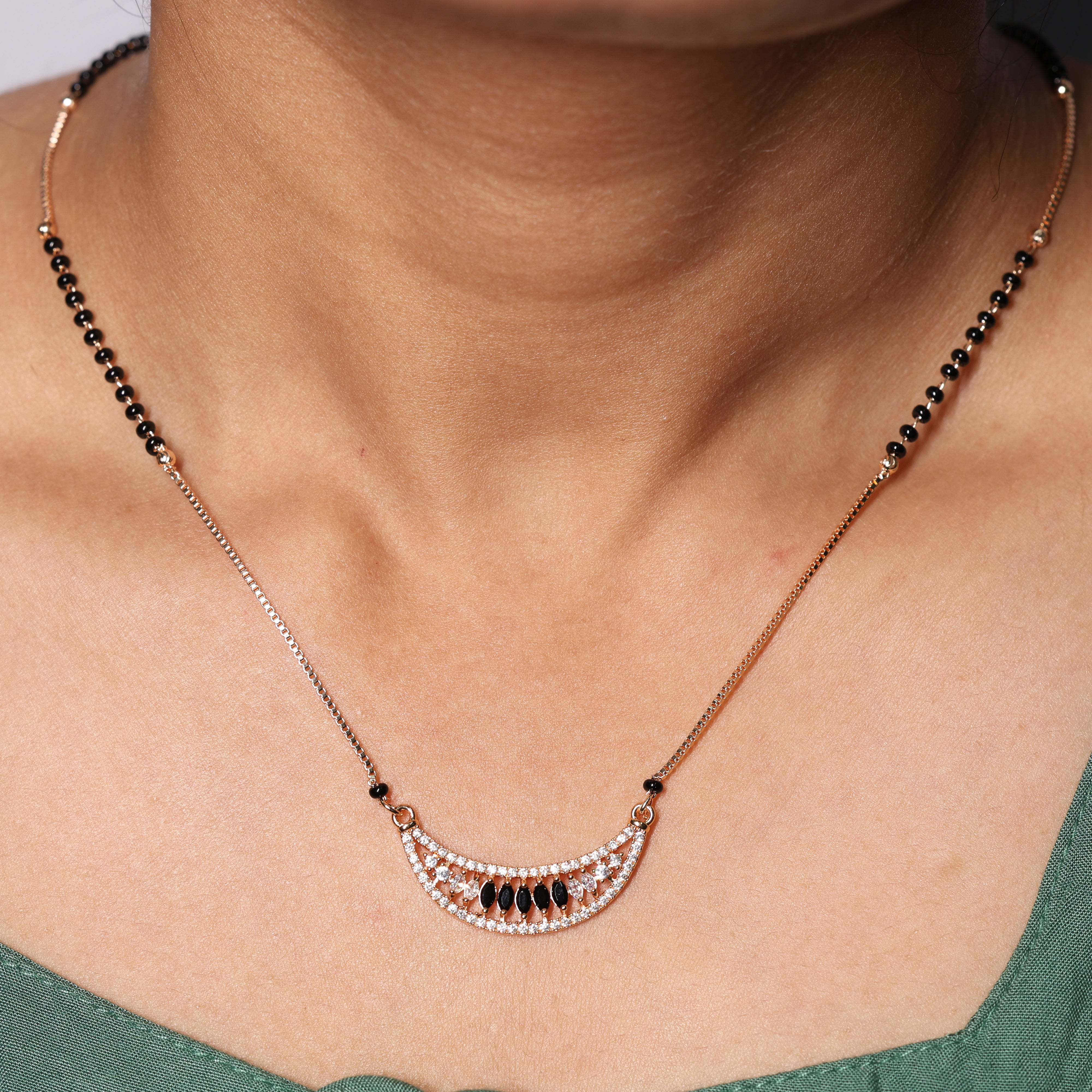 Midnight Sky Crescent Mangalsutra