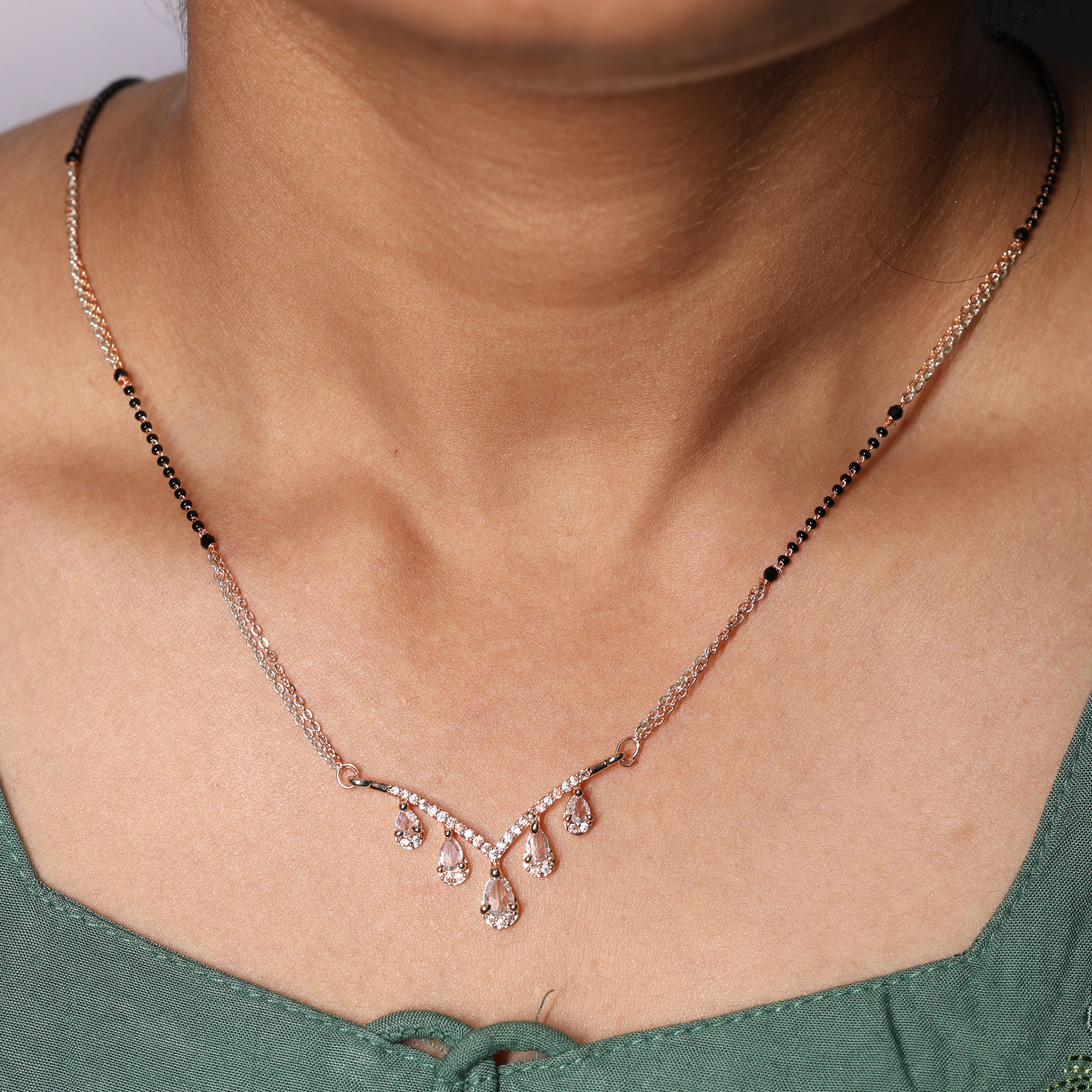 Graceful Teardrop Diamond Mangalsutra