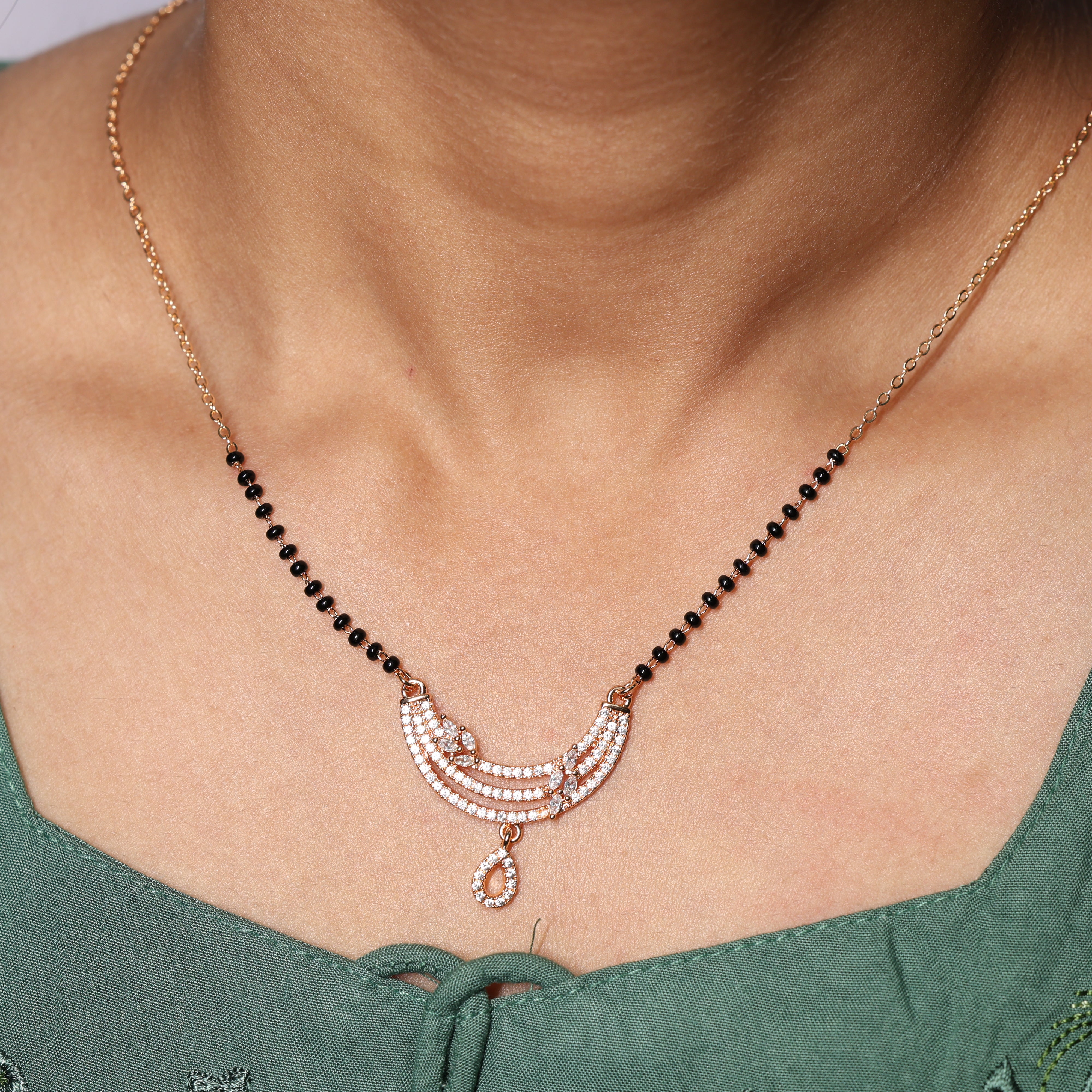 Radiant Crescent Pave Mangalsutra
