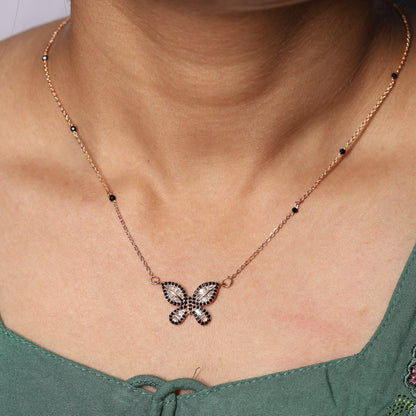 Black Stone Butterfly Mangalsutra