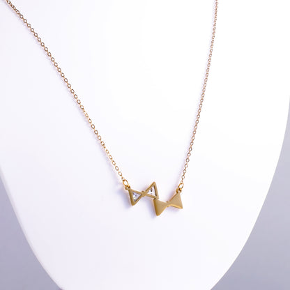 Dainty Gold Bow Tie Necklace with Sparkling Crystal