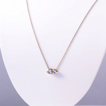 Minimalist Double Heart Crystal Necklace