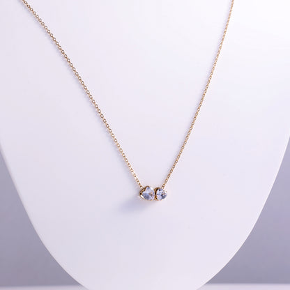 Minimalist Double Heart Crystal Necklace