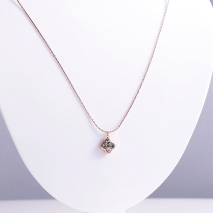 Dainty Four-Leaf Crystal Pendant