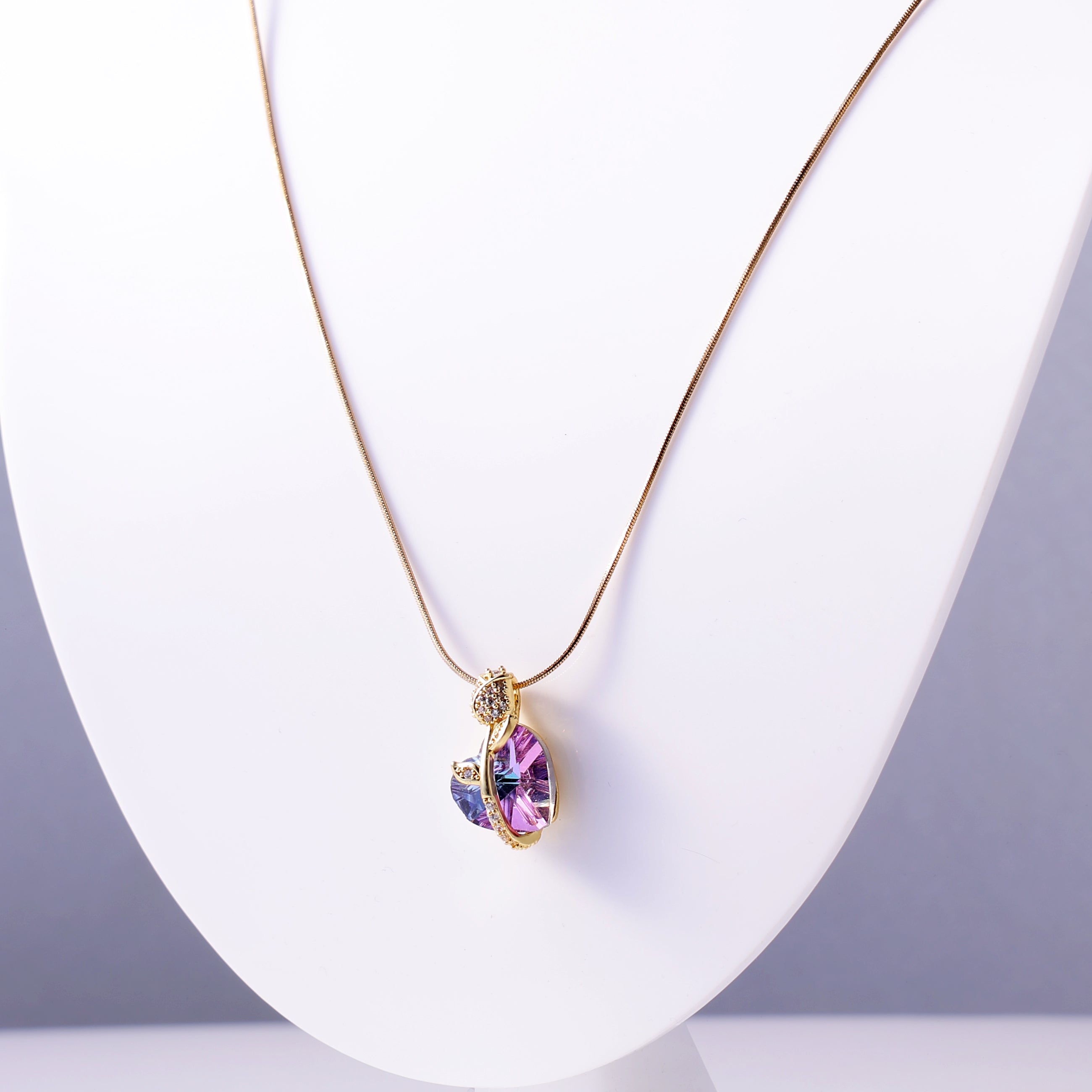 Purple Heart Crystal Galaxy Necklace