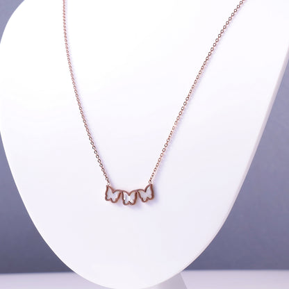Rose Gold Triple Butterfly Necklace