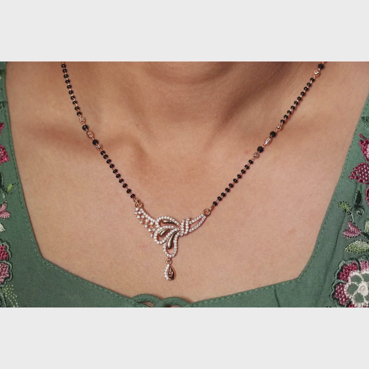 Graceful Butterfly Crystal Mangalsutra