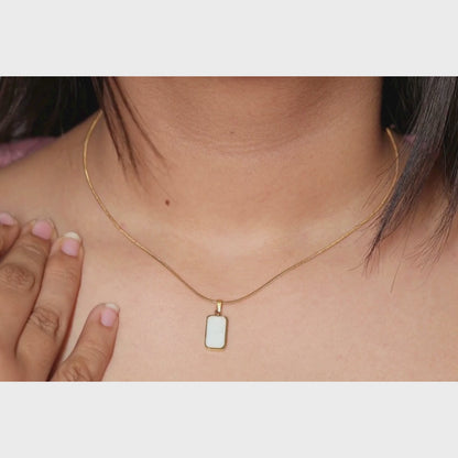 Gold Rectangular Stone Pendant Necklace