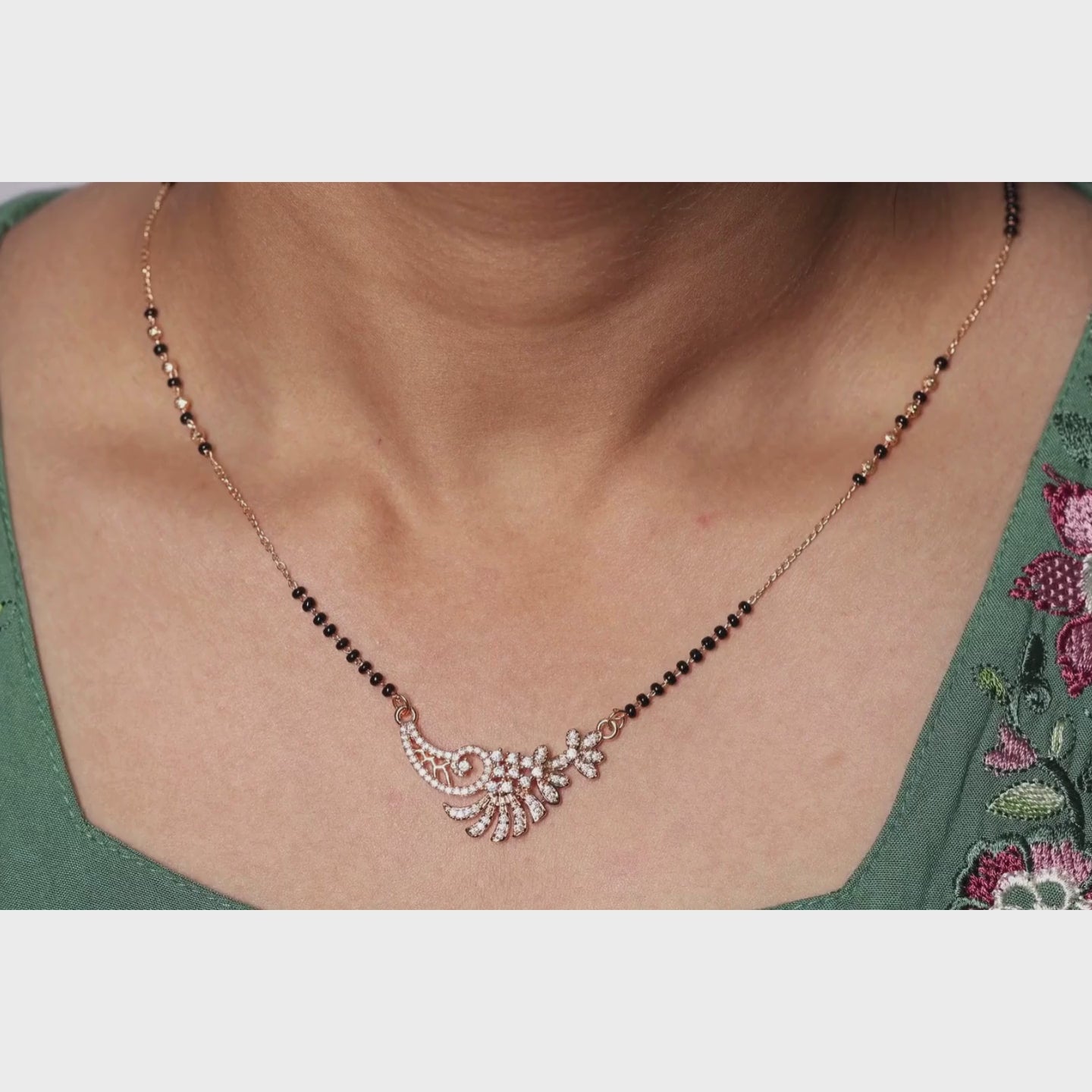 Load video: Floral Peacock Designer Mangalsutra