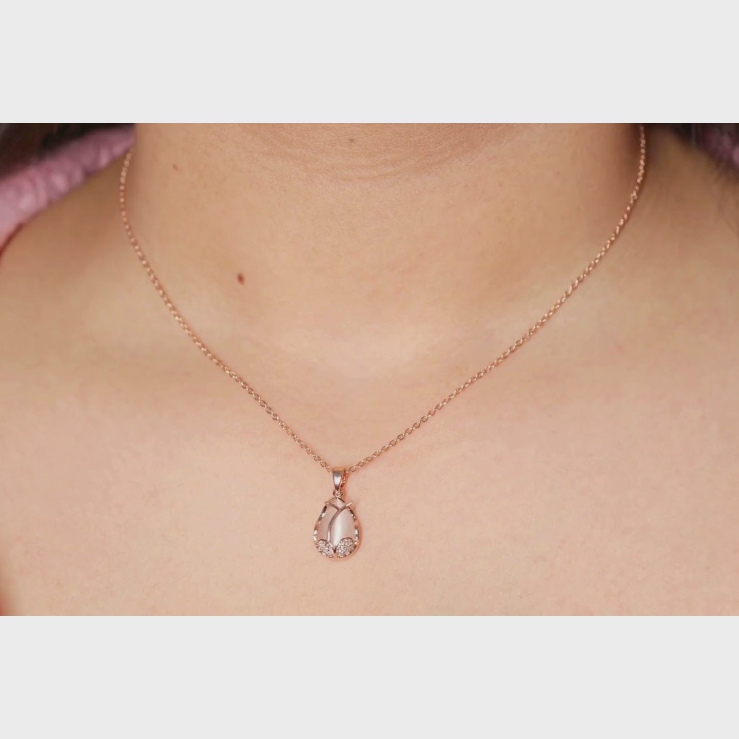 Elegant Teardrop Crystal Charm with Rose Gold Finish Necklace