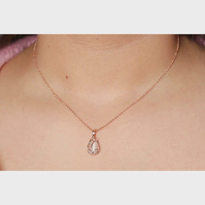 Elegant Teardrop Crystal Charm with Rose Gold Finish Necklace