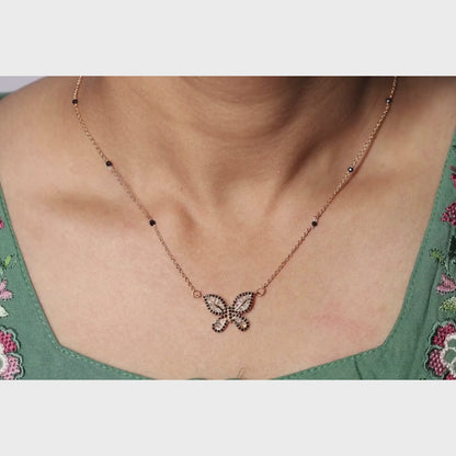Black Stone Butterfly Mangalsutra