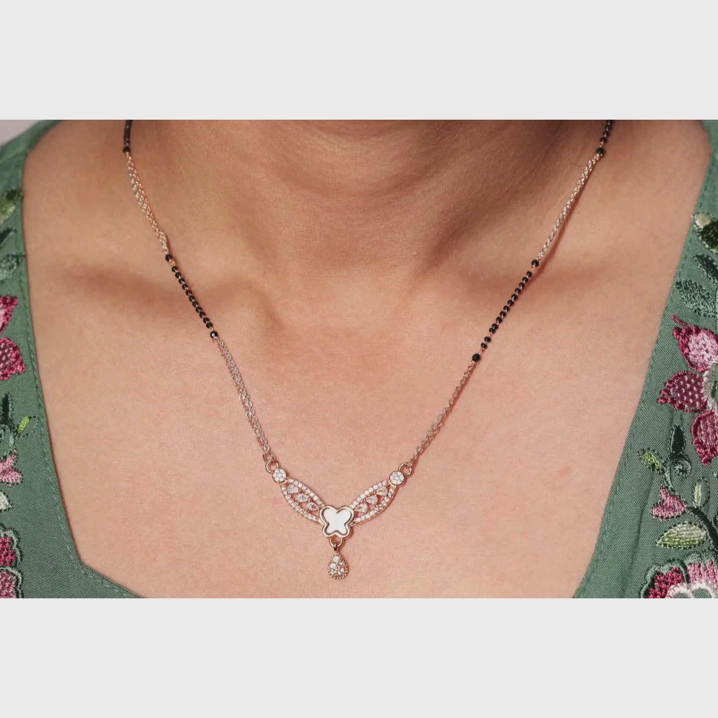 Load video: Graceful Butterfly Drop Mangalsutra