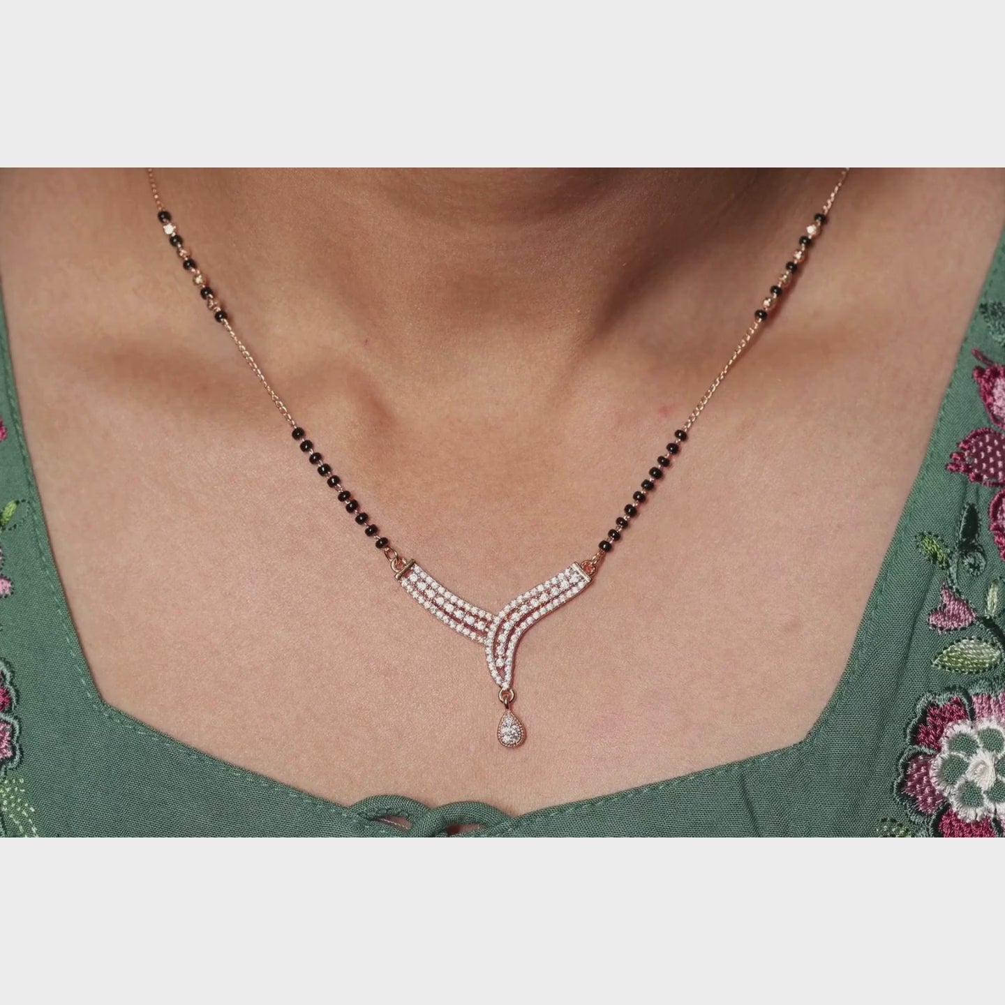 Load video: Premium Crystal Accent Mangalsutra