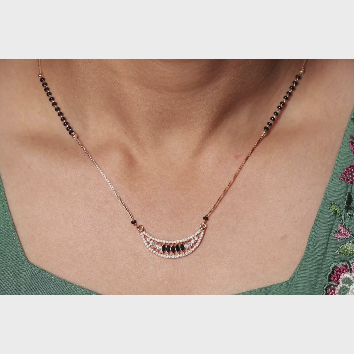 Load video: Midnight Sky Crescent Mangalsutra