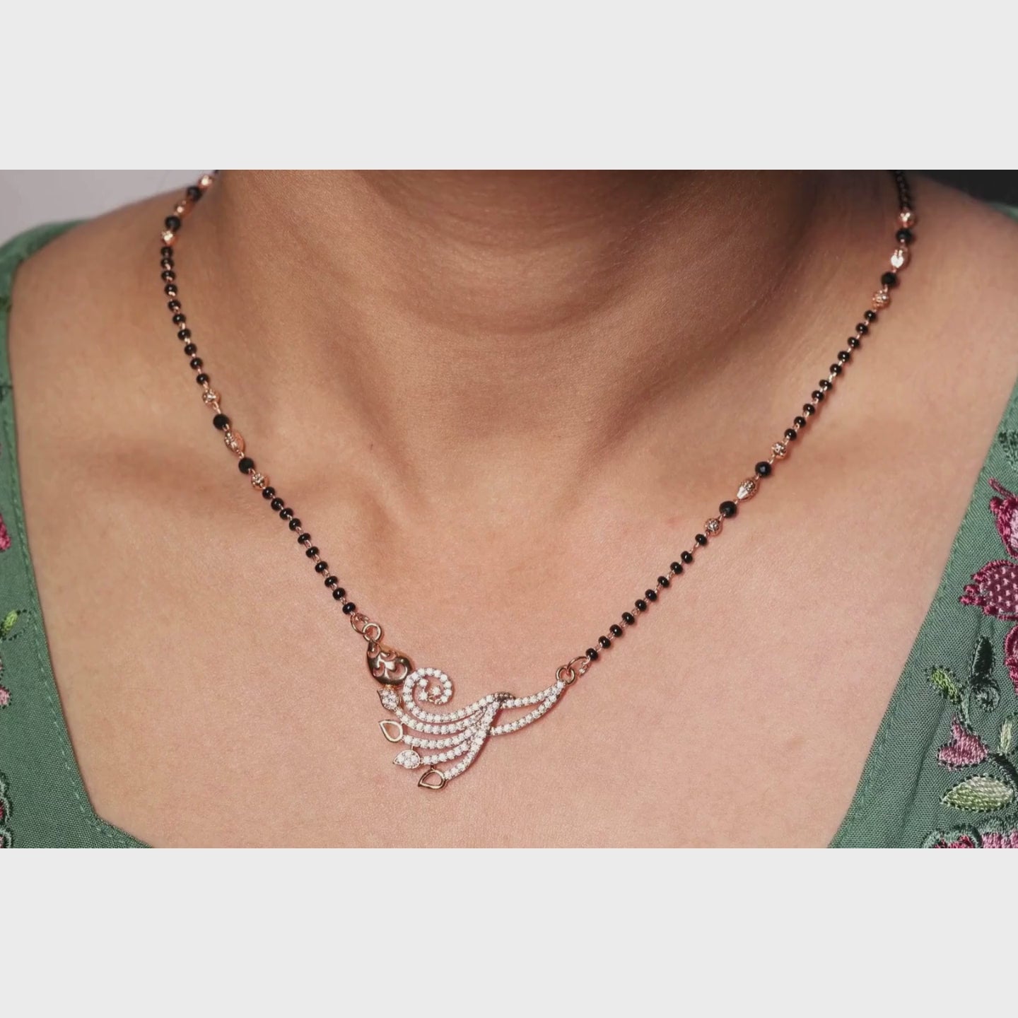 Elegant Peacock Design Crystal Mangalsutra