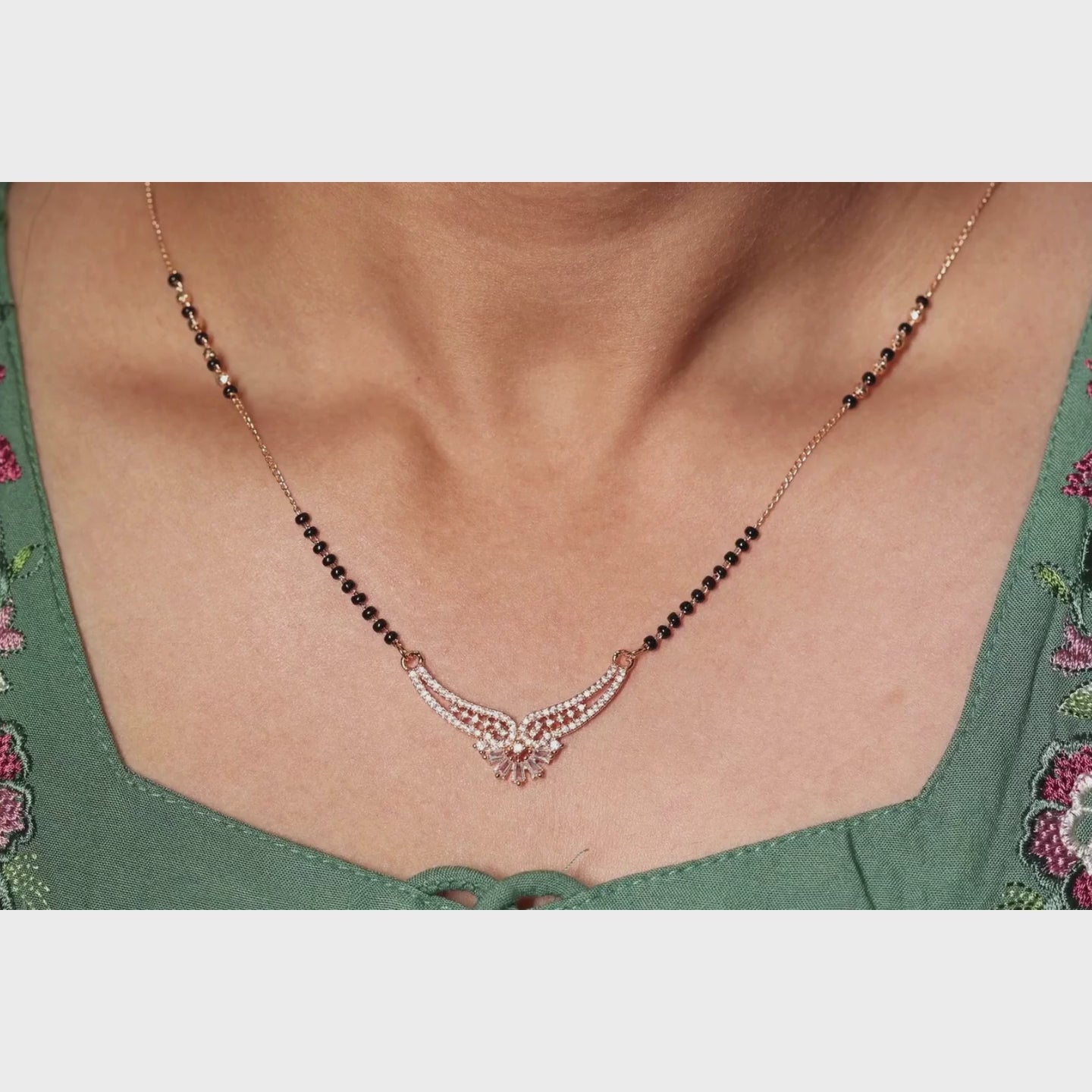 Load video: Stylish Dual Layer Stone Mangalsutra