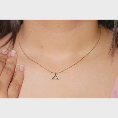 Minimal Triangle Crystal Pendant Necklace