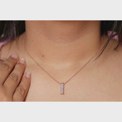 Minimalist Gold Diamond Bar Necklace for Women