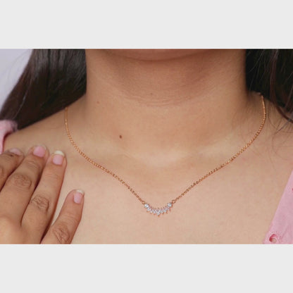 Dainty Rose Gold Crystal Curve Necklace