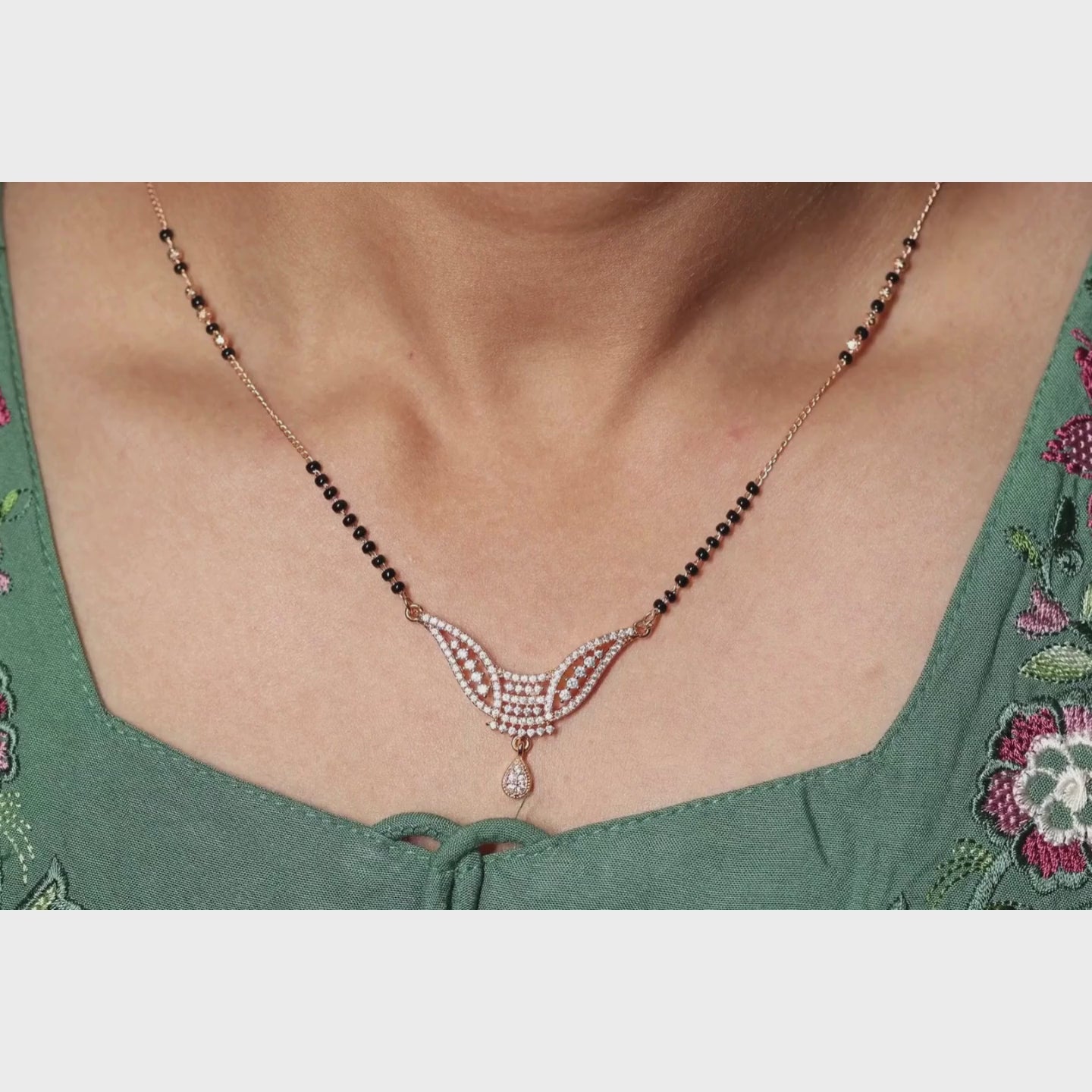 Load video: Imperial Winged Drop Mangalsutra