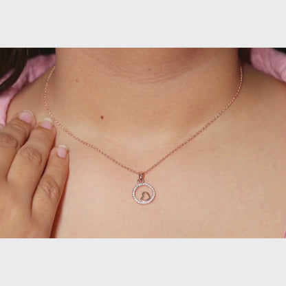Rose Gold Heart Circle Pendant Necklace for Women