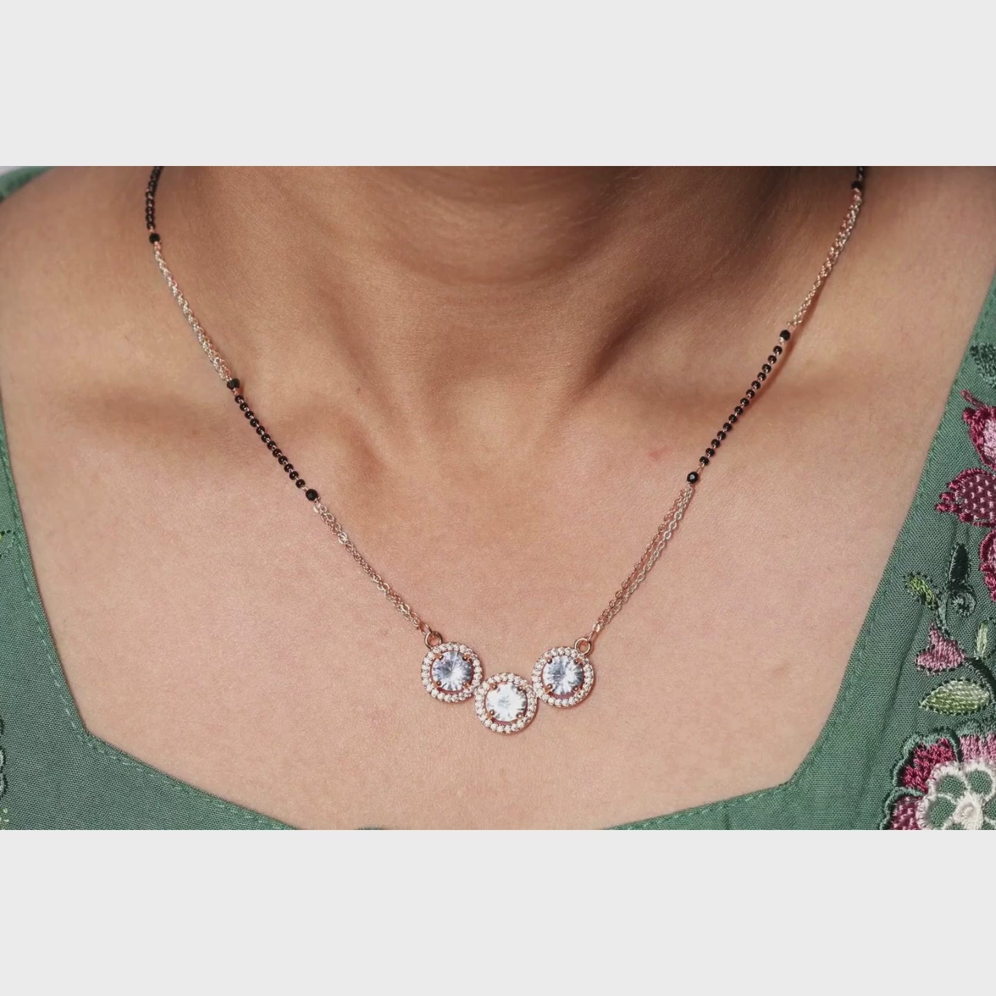 Load video: Triple Solitaire Halo Mangalsutra