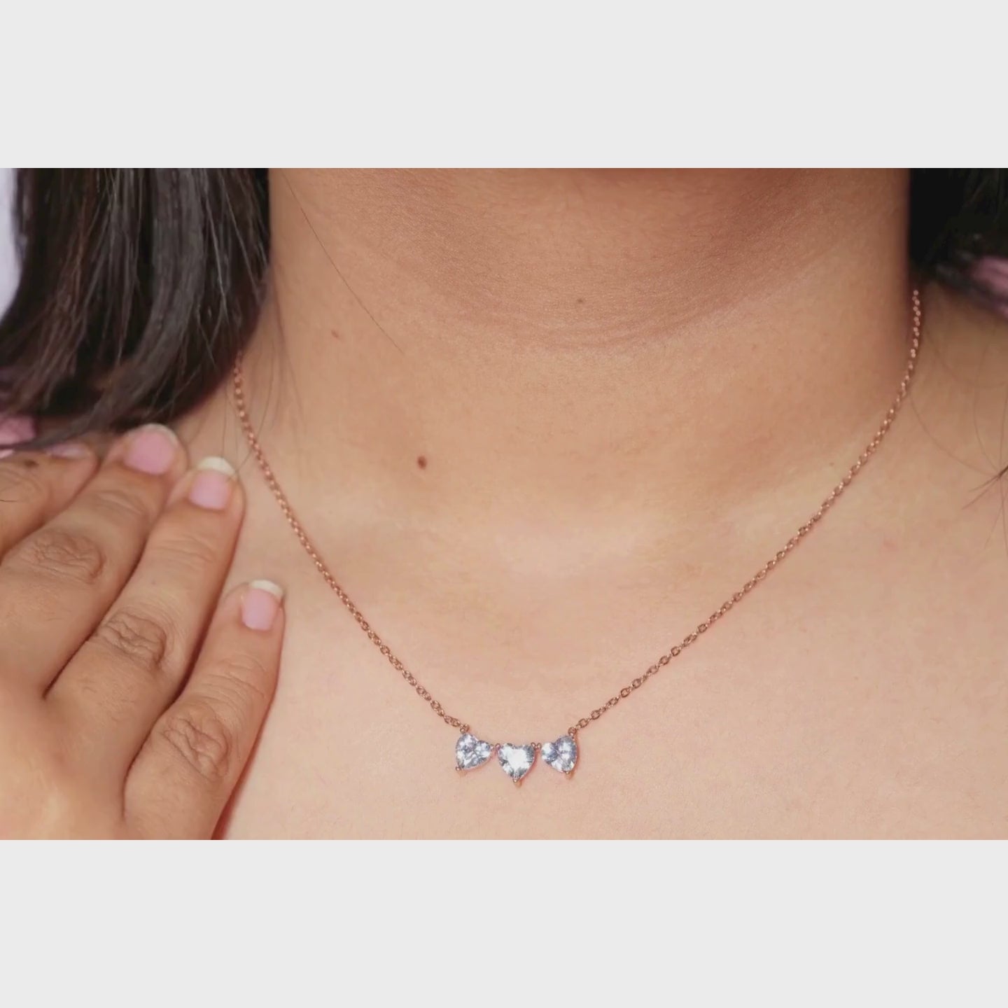 Triple Heart Crystal Pendant Necklace for Women