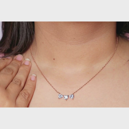 Triple Heart Crystal Pendant Necklace for Women